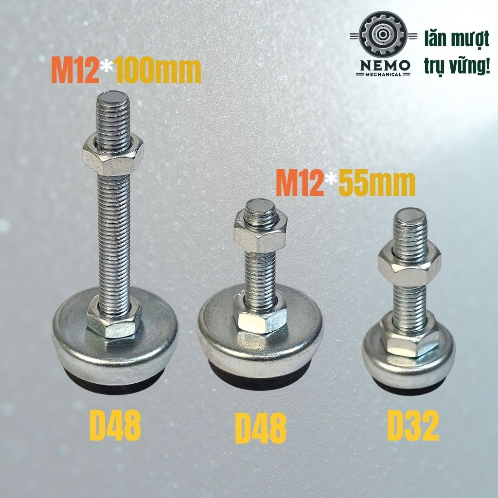 Chân Tăng Chỉnh Đế Cao Su M12 – Chống Rung Chuyên Dụng & Bảo Vệ Sàn